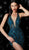 Jovani - 65350 Beaded Halter V Neck Backless Cocktail Dress In Blue And Green