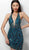 Jovani - Beaded Halter Open Back Cocktail Dress 65350 In Blue and Green