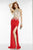 Alyce Paris  - 6535 Beaded Illusion Halter Sheath Dress in Red and Neutral