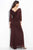 Adrianna Papell - 81859400 Jewel Accented Surplice V-Neck Drape Gown in Brown