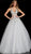 Jovani - 65379 Crystal Embellished Plunging V-neck Ballgown in Gray