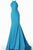 Jovani - 65416 Sleeveless Open Back Glitter Jersey Mermaid Gown In Blue and Silver