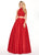 Rachel Allan - 6542 Two Piece Embroidered Matte Satin Ballgown In Red