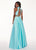 Rachel Allan - 6542 Two Piece Embroidered Matte Satin Ballgown In Blue and Green