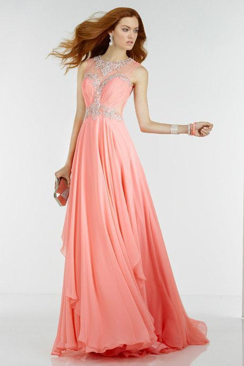 Alyce Paris - 6544 Sleeveless Bejeweled A-line Chiffon Gown In Pink
