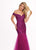 Rachel Allan - 6545 Lace Appliqued Off Shoulder Tulle Mermaid Gown In Purple and Red