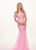 Rachel Allan - 6545 Lace Appliqued Off Shoulder Tulle Mermaid Gown In Pink