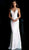 Jovani - 65455 Paillette Deep V-neck Trumpet Dress in White