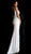 Jovani - 65455 Paillette Deep V-neck Trumpet Dress in White