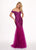 Rachel Allan - 6545 Lace Appliqued Off Shoulder Tulle Mermaid Gown In Purple and Red