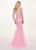 Rachel Allan - 6545 Lace Appliqued Off Shoulder Tulle Mermaid Gown In Pink