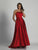 Dave & Johnny - A6547 Straight Across Neckline A-line Gown in Red
