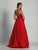 Dave & Johnny - A6547 Straight Across Neckline A-line Gown in Red