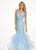 Rachel Allan - 6548 Plunging V-Neck Ruffled Mermaid Dress In Blue