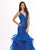 Rachel Allan - 6548 Plunging V-Neck Ruffled Mermaid Dress In Blue
