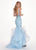 Rachel Allan - 6548 Plunging V-Neck Ruffled Mermaid Dress In Blue