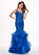 Rachel Allan - 6548 Plunging V-Neck Ruffled Mermaid Dress In Blue