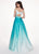 Rachel Allan - 6552 Two Piece Plunging Off-Shoulder A-line Dress In White and Green