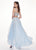 Rachel Allan - 6553 Two-Piece Floral Jeweled A-Line Gown In Blue