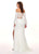 Rachel Allan - 6554 Bishop Sleeve Illusion Corset Bodice Gown In White