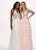 Rachel Allan - 6555 Beaded Floral Plunging Halter Dress In Pink and White