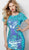 Jovani - 65575 Short Sleeve Bateau Paillette Sheath Dress in Blue