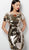 Jovani - 65575 Short Sleeve Bateau Paillette Sheath Dress in Gold