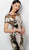 Jovani - 65575 Short Sleeve Bateau Paillette Sheath Dress in Gold
