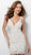 Jovani - Lace Embellished Plunging V-neck Cocktail Dress 65576 In White