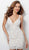 Jovani - 65576 Embellished Lace Deep V-neck Sheath Dress In White
