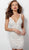 Jovani - Lace Embellished Plunging V-neck Cocktail Dress 65576 In White