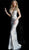 Jovani - Sequined Plunging V-Neck Evening Gown 65578 In Silver and Neutral