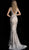 Jovani - Sequined Plunging V-Neck Evening Gown 65578 In Silver and Neutral