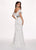 Rachel Allan - 6563 Off Shoulder Floral Crystal Cutout Lace Gown In White