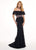 Rachel Allan - 6563 Off Shoulder Floral Crystal Cutout Lace Gown In Black