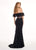 Rachel Allan - 6563 Off Shoulder Floral Crystal Cutout Lace Gown In Black
