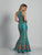 Dave & Johnny - A6567 Ornate Floral Applique Mermaid Gown in Blue and Green