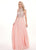Rachel Allan - 6568 Crystal Embellished Illusion Top Chiffon Gown In Pink