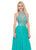 Rachel Allan - 6568 Crystal Embellished Illusion Top Chiffon Gown In Green