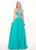 Rachel Allan - 6568 Crystal Embellished Illusion Top Chiffon Gown In Green