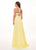 Rachel Allan - 6568 Crystal Embellished Illusion Top Chiffon Gown In Yellow
