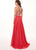 Rachel Allan - 6568 Crystal Embellished Illusion Top Chiffon Gown In Red and Orange