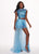 Rachel Allan - 6569 Two-Piece Floral Sequined Overskirt Gown In Blue
