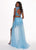 Rachel Allan - 6569 Two-Piece Floral Sequined Overskirt Gown In Blue