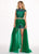 Rachel Allan - 6569 Two-Piece Floral Sequined Overskirt Gown In Green