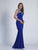 Dave & Johnny - A6570 Embellished Jewel Neck Sheath Gown in Blue