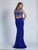 Dave & Johnny - A6570 Embellished Jewel Neck Sheath Gown in Blue