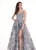 Rachel Allan - 6572 Satin Dress With Embroidered Skirt Overlay In Gray and Multi-Color
