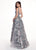 Rachel Allan - 6572 Satin Dress With Embroidered Skirt Overlay In Gray and Multi-Color