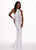 Rachel Allan - 6575 Beaded Halter Jersey Trumpet Dress In White